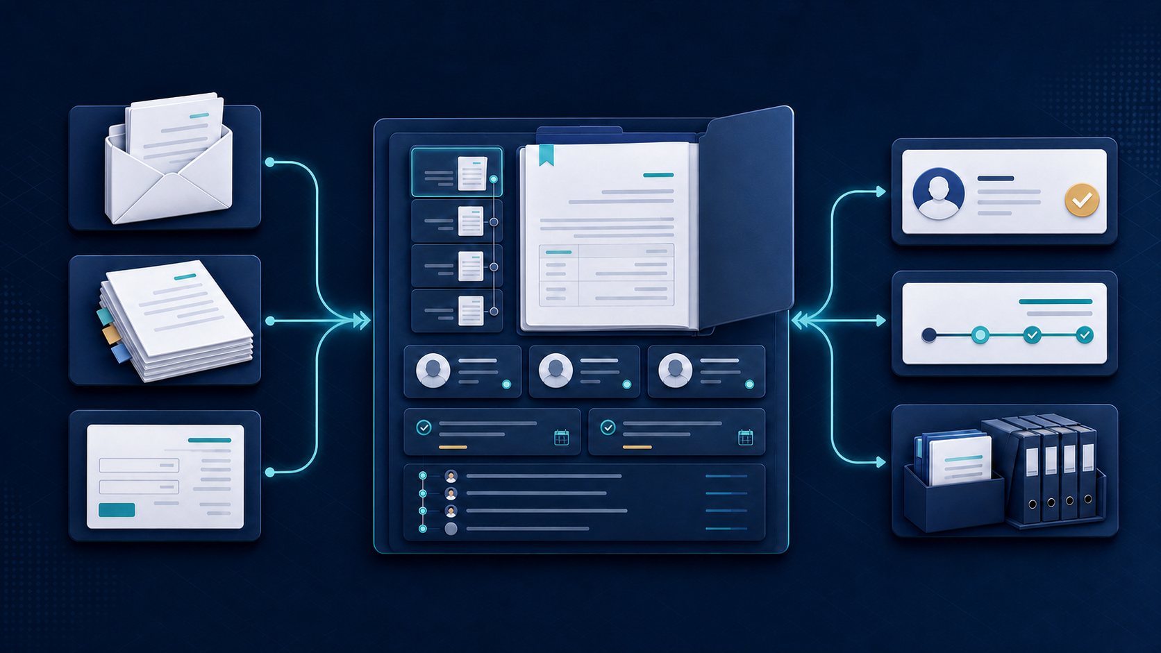 Documents and correspondence entering a shared government transaction workspace and becoming traceable tasks, reviews and approvals